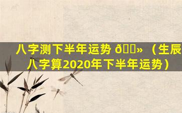 八字测下半年运势 🌻 （生辰八字算2020年下半年运势）